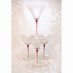 SET/4 RED TEARDROP STEM MARTINI
